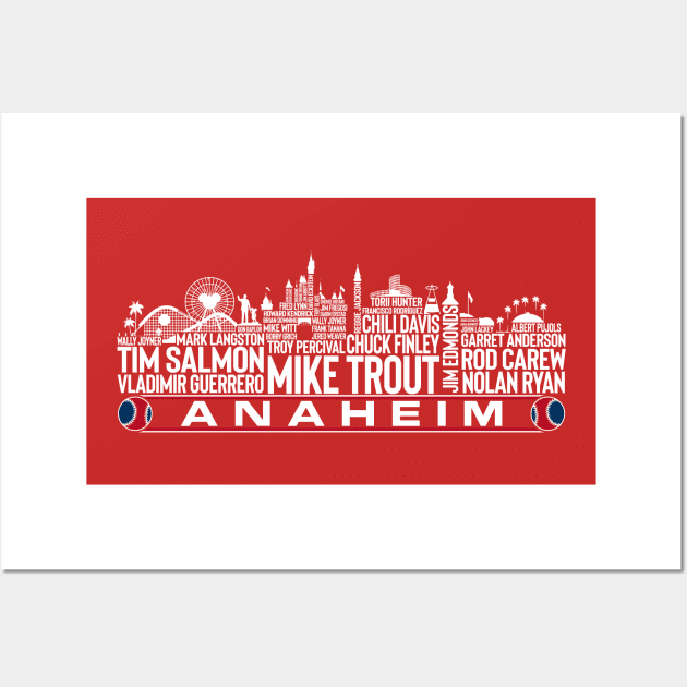 Los Angeles Baseball Team All Time Legends, Anaheim City Skyline Wall Art by Legend Skyline